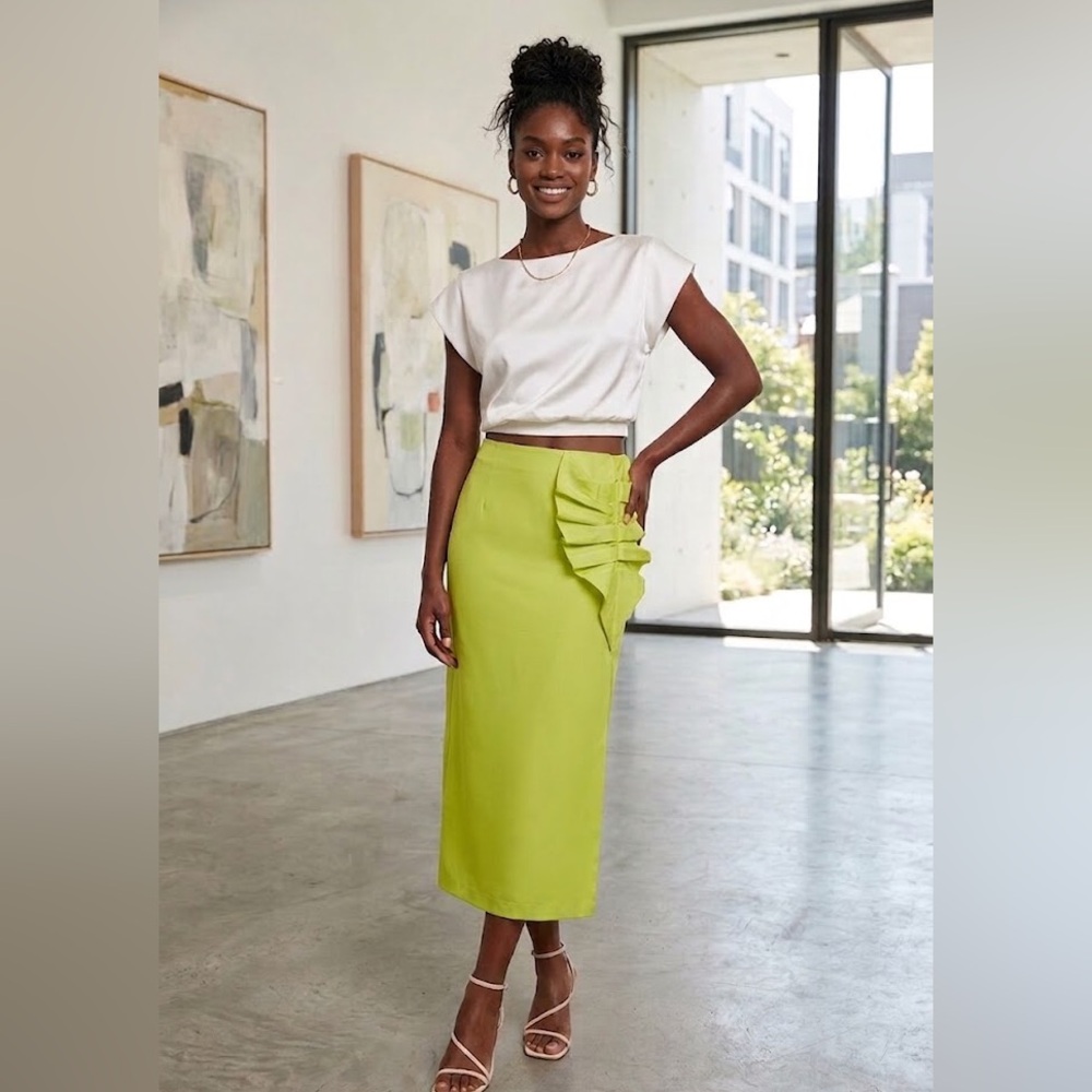 FARM Rio Neon Lime Pencil Skirt